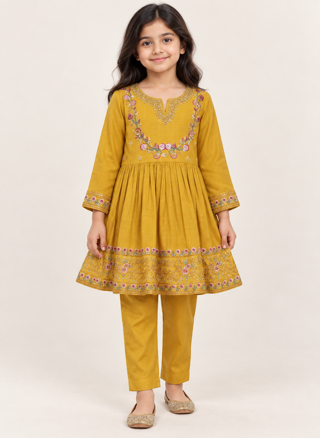 Gold Kameez and Trousers set